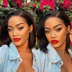 Luvme Hair Exclusive Discount | Super Natural C Part Natural Black / Blonde Highlight Glueless Lace Bob Wig 100% Human Hair | Fits All Face Shapes