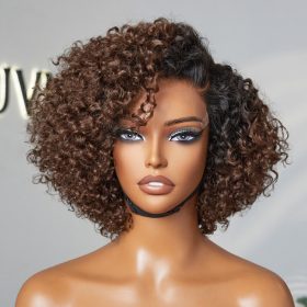 Luvme Hair Ombre Brown Fluffy Kinky Curl Glueless Minimalist HD Lace Wig Ready to Go