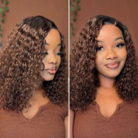 Luvme Hair Final Restock | Ombre Brown Funmi Curly 5x5 Closure HD Lace Glueless Side Part Short Wig - US Only