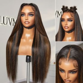 Luvme Hair PreMax Wigs | Ultra Natural Hairline Brown Highlight Silky Straight Glueless 13x4 Frontal Lace Long Wig Pre-Cut Lace