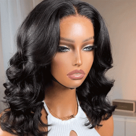 Luvme Hair New Customers Only | 1 SEC INSTALL WIG | Gorgeous Natural Black Loose Wave 5x5 Closure Lace Glueless Short Wig 100% Human Hair | Large & Small Cap Size