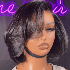 Luvme Hair PreMax Wigs - Chic & Natural Layered Bob Wig Ear-to-Ear Wide T Lace Glueless Human Hair Wig Pre-Cut Lace