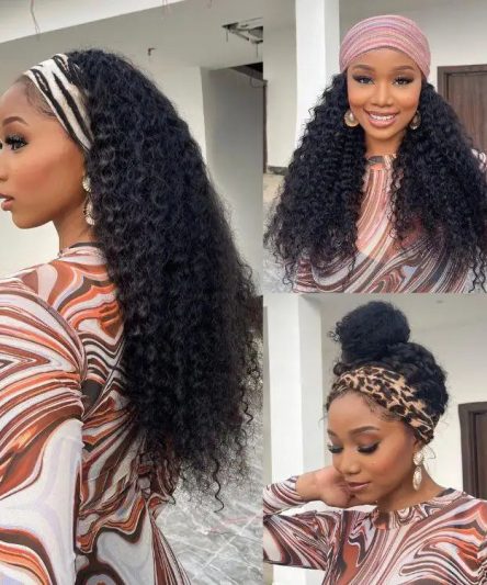 Luvme Hair Black Deep Wave Headband Wig (Get Free Trendy Headbands)