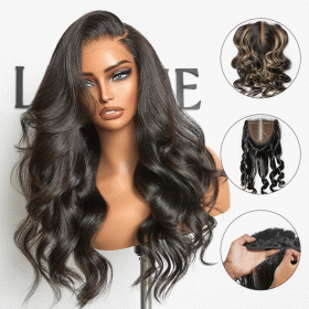 Luvme Hair ZIP & GO WIGS | Natural Black Loose Body Wave Glueless 7x6 Closure HD Lace Wig Buy 1 Get 1 Free Replaceable Top
