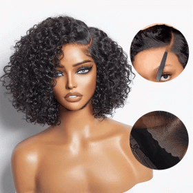 Luvme Hair Trendy Short Cut Curly Minimalist HD Lace Glueless Side Part Wig 100% Human Hair Pre-Cut Lace