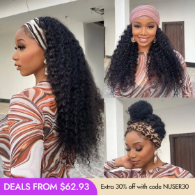 Luvme Hair New Customers Only | Black / Brown Highlight Deep Wave Headband Wig (Get Free Trendy Headbands)