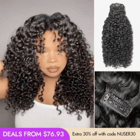 Luvme Hair New Customers Only | Messy Burmese Curly Invisible Edge Seamless Clip in Extensions Human Hair with Free Gift
