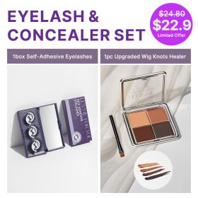 Luvme Hair Eyelash & Concealer Set | 1pc Upgrade 2.0 Wig Knots Healer with a Brush + Self-Adhesive Eyelashes | Add-on Item