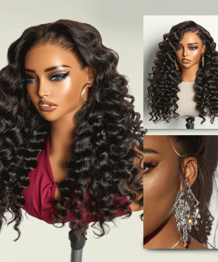 Luvme Hair NatureMAX 200% Density Deep Wave Glueless 13x6 HD Lace Front Wig Human Hair Pre-Cut Lace Flexi-Fit Drawstring Cap