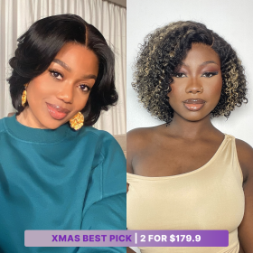 Luvme Hair 2 for $179.9 | 6 Inches Boss Vibe Pixie Cut +12 Inches Blonde Highlight Short Curly Minimalist Pre-Cut HD Lace Wig